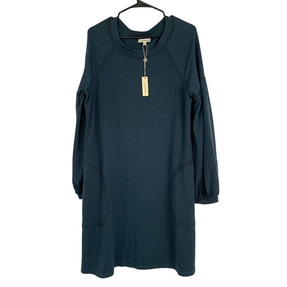 NWT Max Studio Green Raglan Pullover Shirt Dress XL NWT Bishop Sleeve RT10533 - Picture 2 of 9